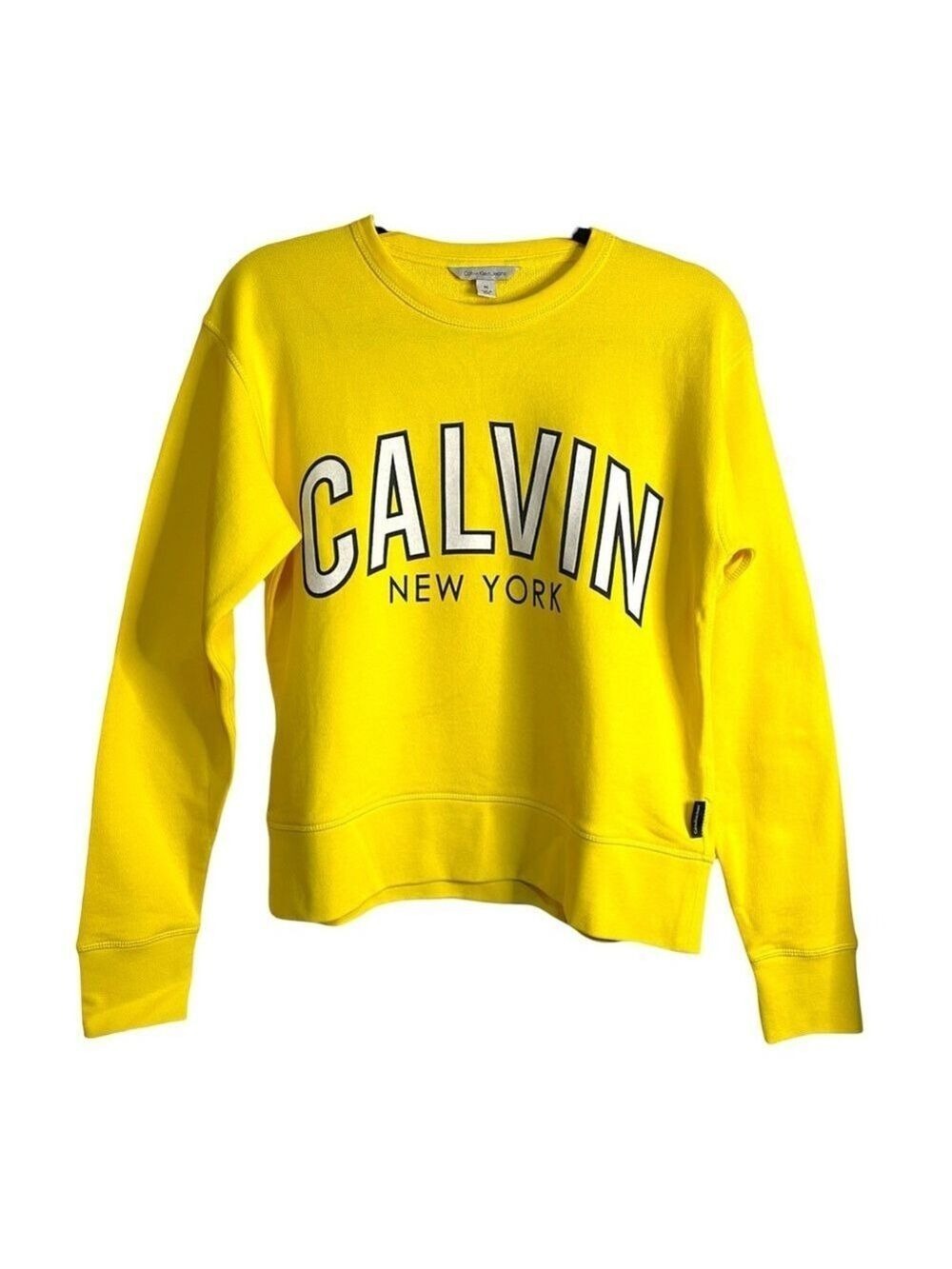Calvin New York Bright Yellow Logo Cropped Sweatshirt Size Medium